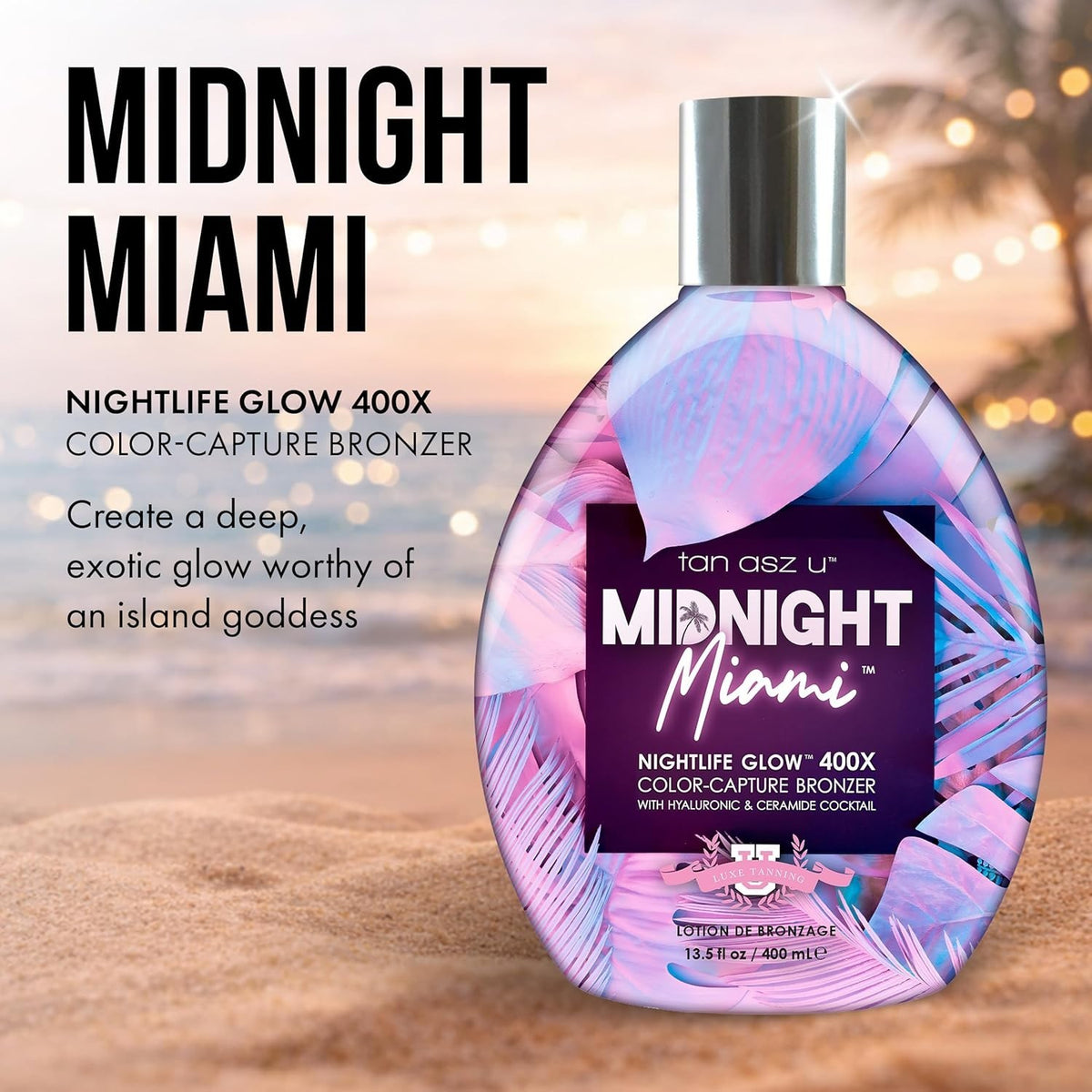 Bronzer Tanning Lotion with Hyaluronic for Glow and Radiance - Midnight Miami 400X