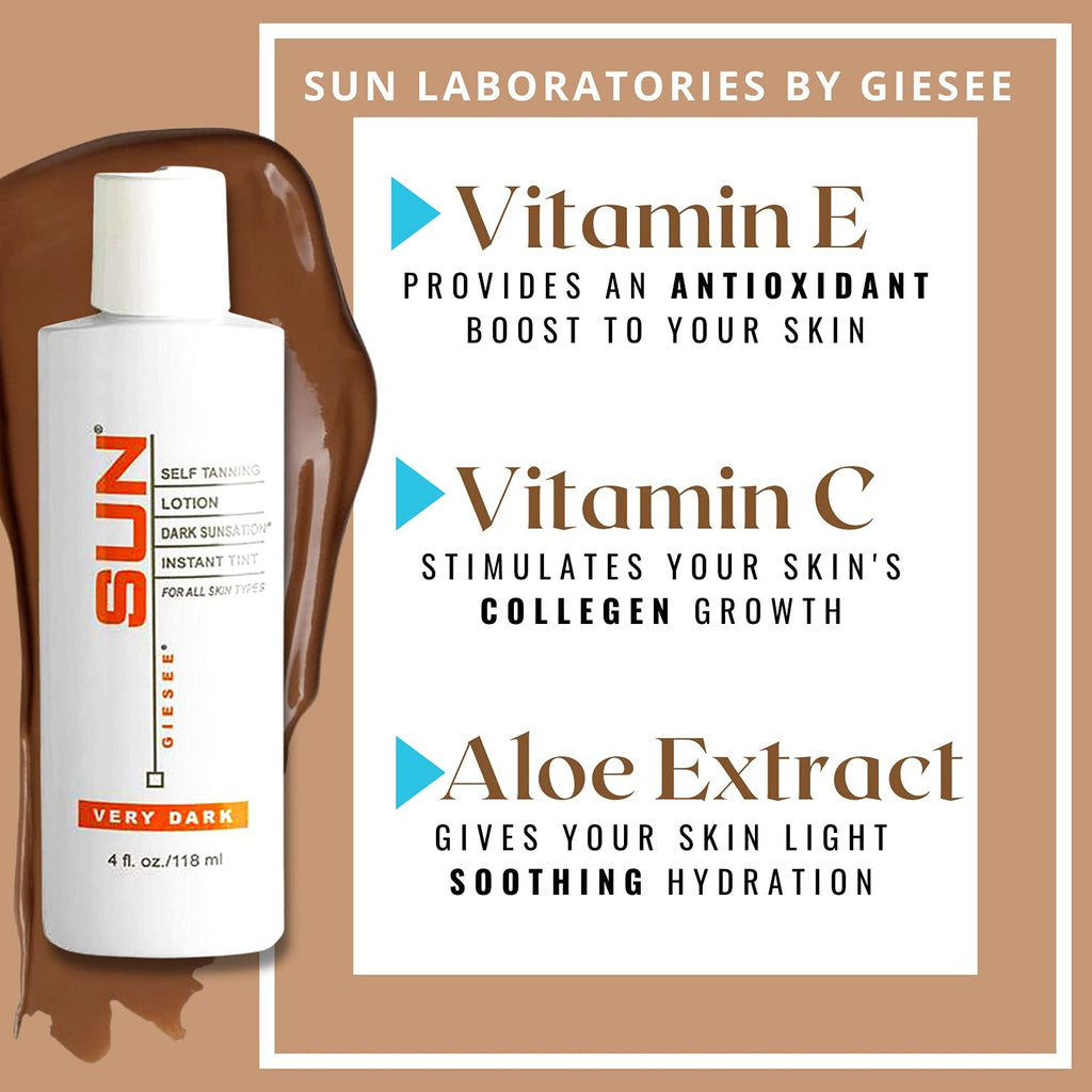 Dark Self Tanner Lotion with Bronzer - Fragrance-Free, Natural Sunless Tan