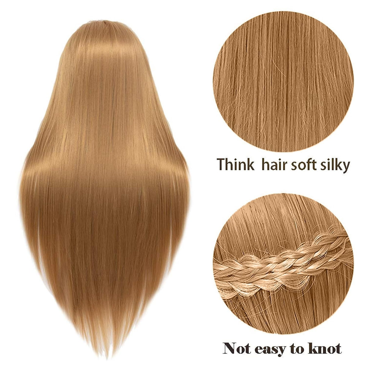 High-Temperature Synthetic Mannequin Head for Hair Styling Practice - 26-28 Inches