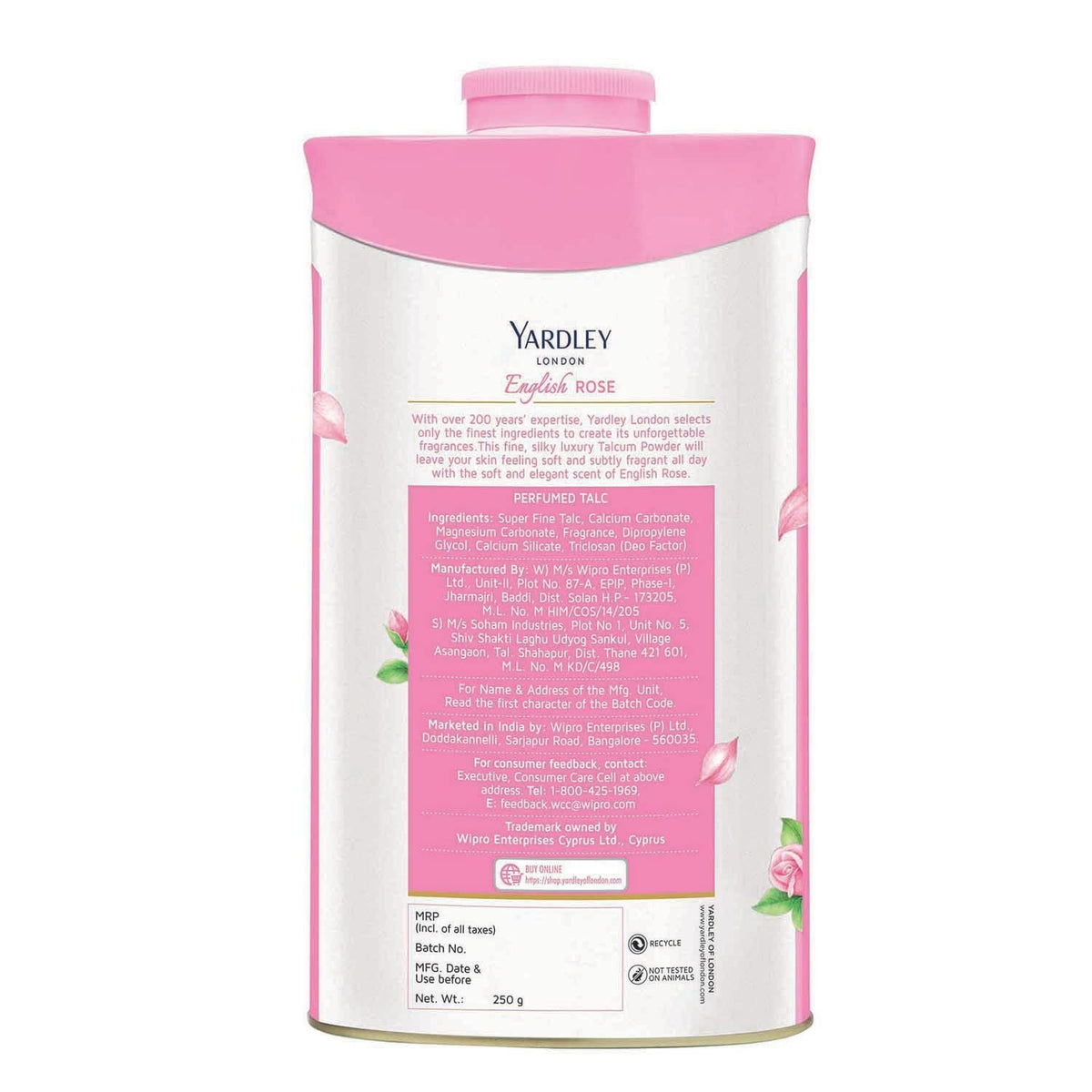 Yardley London Perfumed Talc 250g - Multiple Scents Body Powder