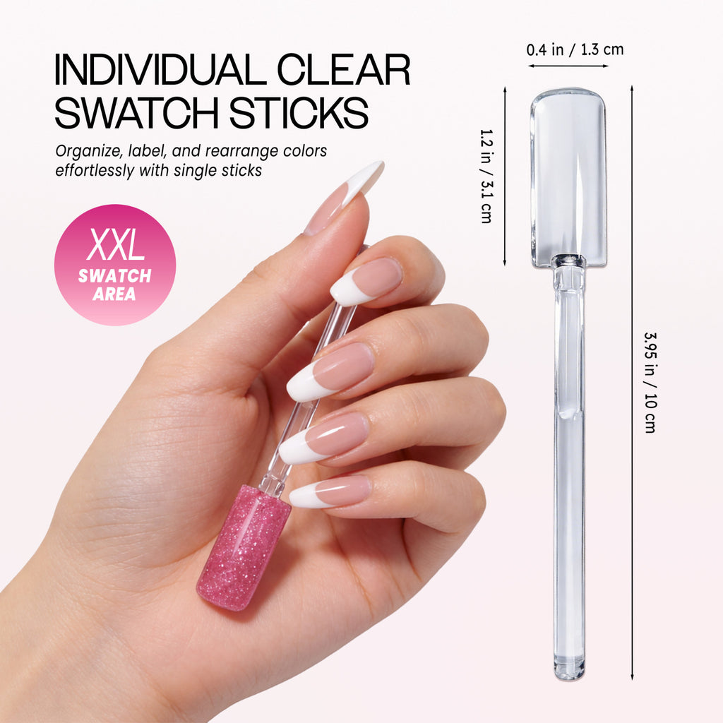 200pcs Clear Nail Art Tip Display Sticks - Refill Nail Swatching & Design