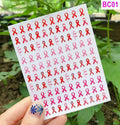 Breast Cancer Ribbon Nail Art Stickers Decals Transfers for Manicure - Pink