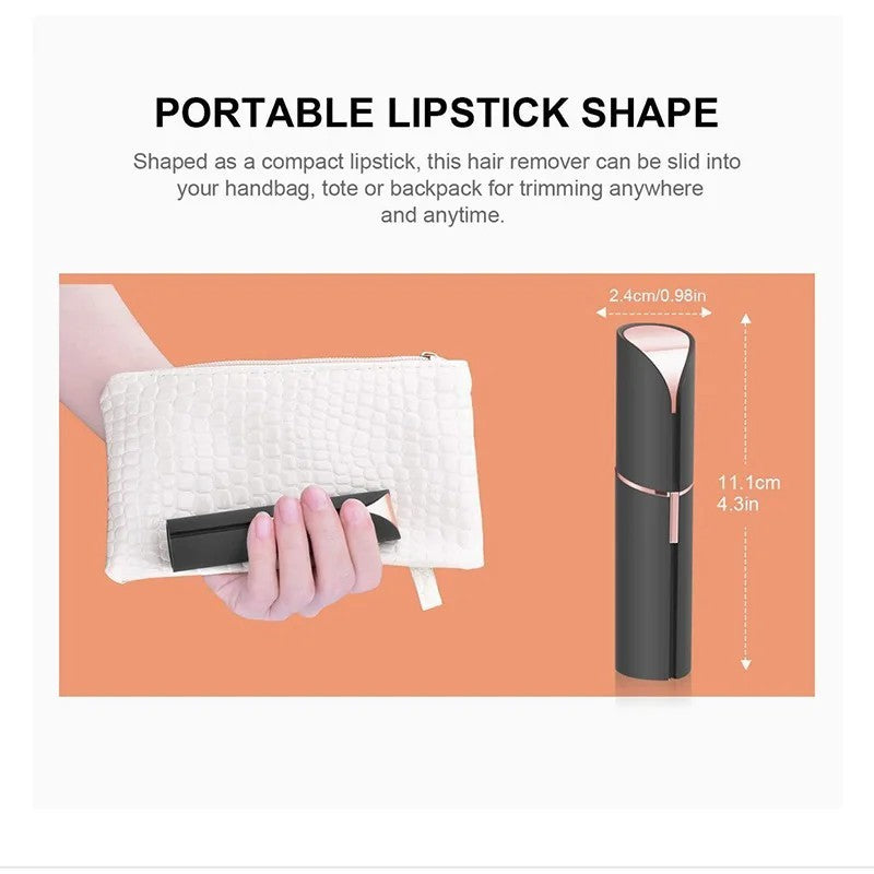 Electric Facial Hair Remover & Trimmer - Painless Lipstick-Shaped Device for Women