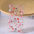 Summer 5D Embossed Ocean Nail Art Stickers Seashell Starfish Coconut Set