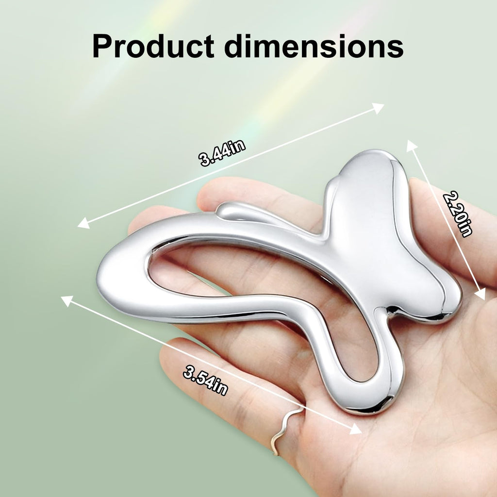 Gua Sha Facial Tools Butterfly Metal Face Massager Silver - Skincare & Massage