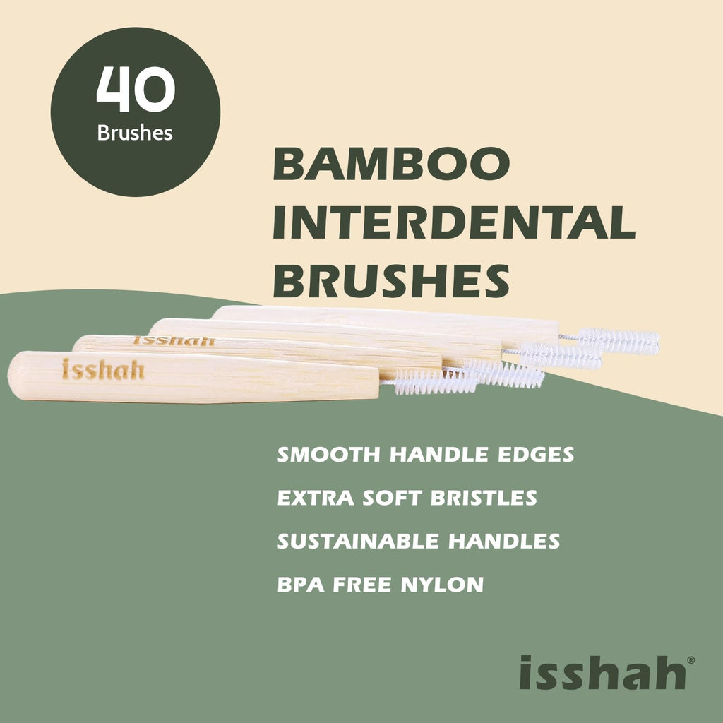 Biodegradable Bamboo Interdental Brushes Pack of 40 - Natural Tooth Cleaning