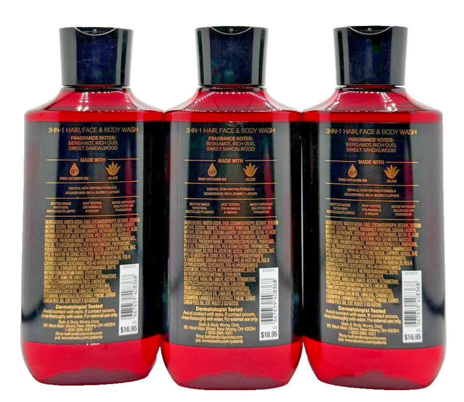3-Pack Adrenaline 3-in-1 Hair Face Body Wash 10 oz Men’s Grooming