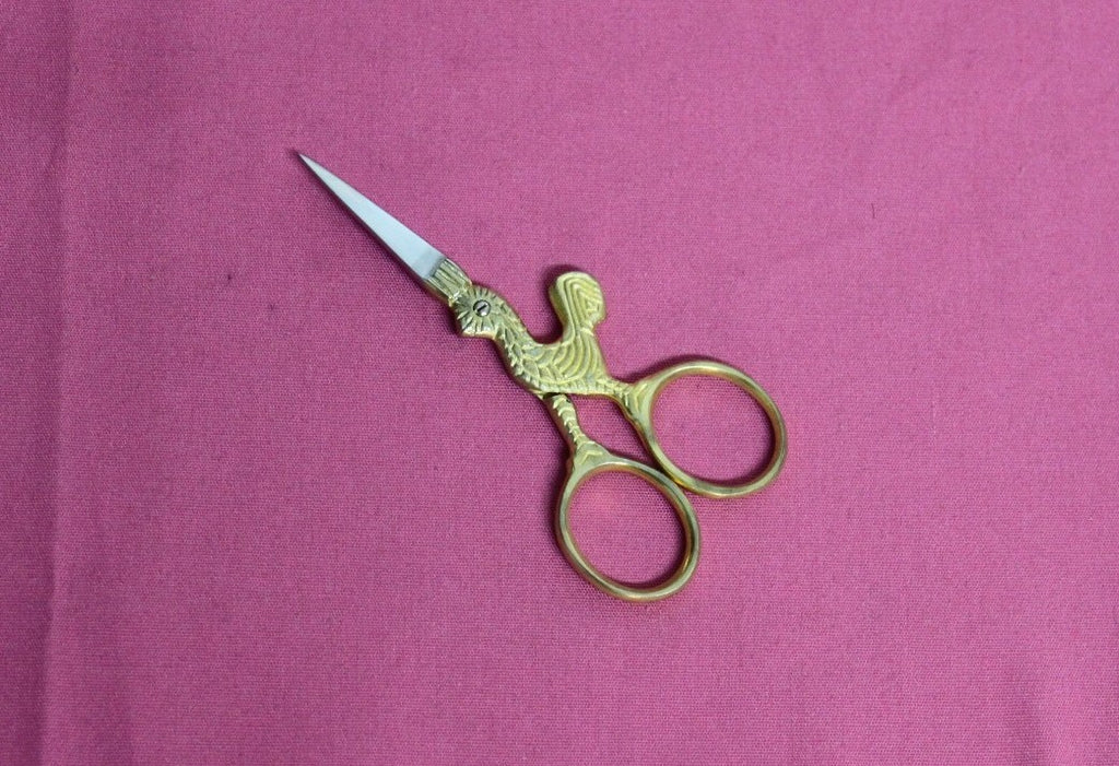 Gold Plated Embroidery Scissors 3.5 Inch Stork Design for Needlework