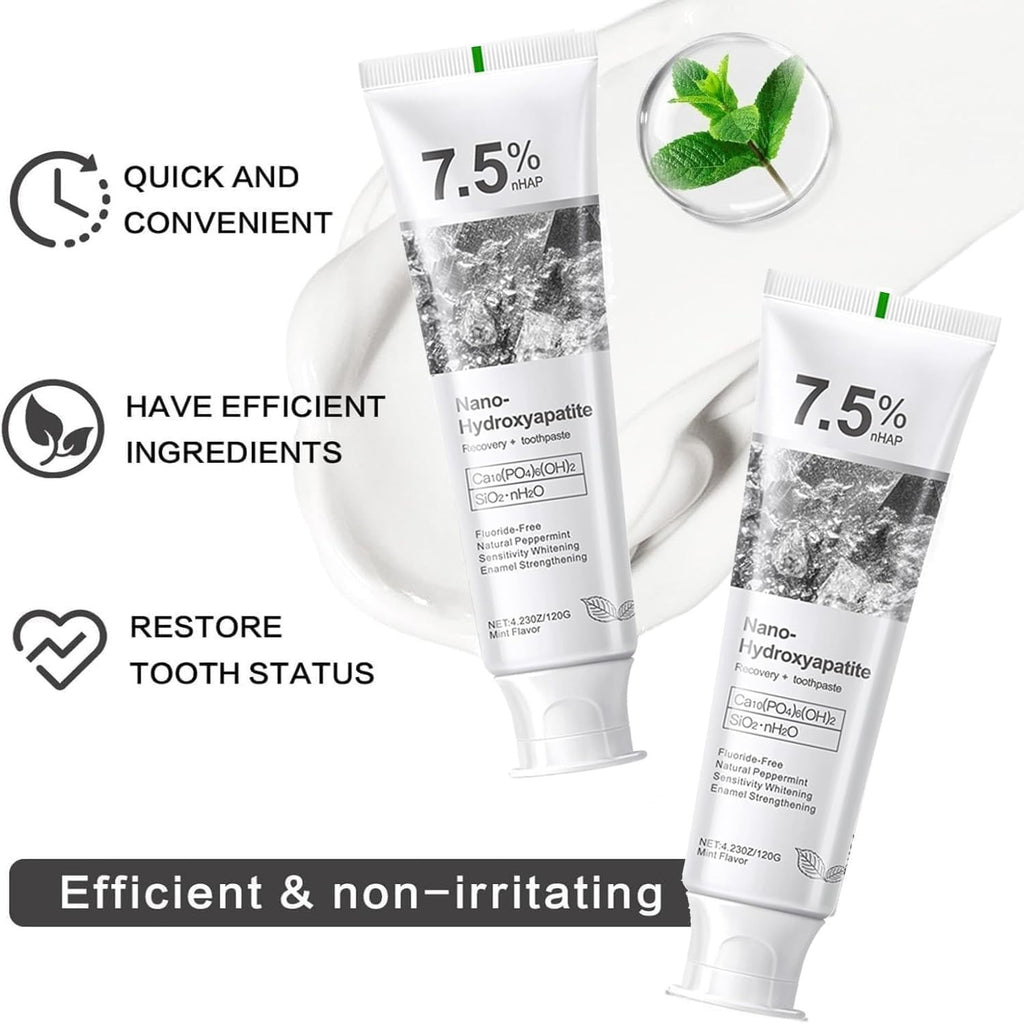 Hydroxyapatite Toothpaste 2 Pack - Fluoride-Free Enamel Protection for Sensitive Teeth