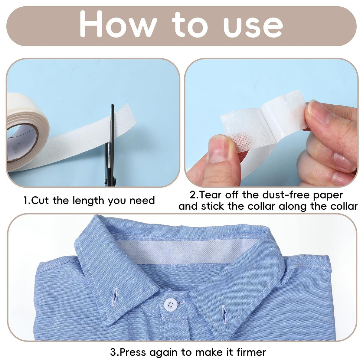Invisible Self-Adhesive Collar Protectors for Shirts and Hats - 5 Rolls