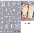 White Sakura Daisy Camellia Nail Stickers - 10.5x6cm Decal Sheet for Nail Art