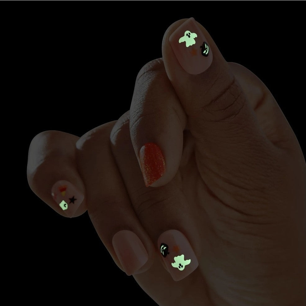 Glow in the Dark Short Squoval Press-On Nails - 30 Count Beige Nails