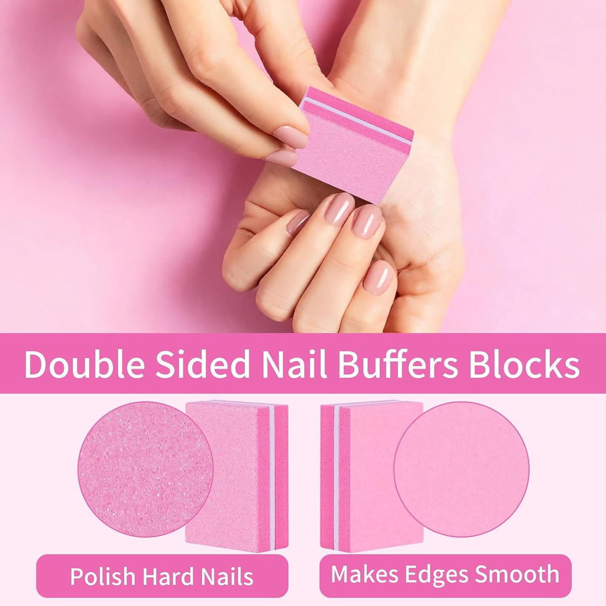 Mini Nail Buffers Set 50 Pcs 100/180 Grit for Natural, Acrylic & Gel Nails