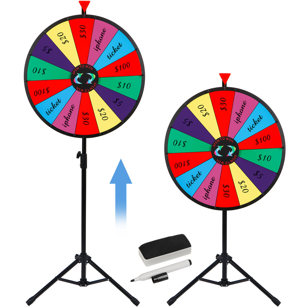 24-Inch Spinning Prize Wheel with 14 Color Slots & Adjustable Tripod Stand