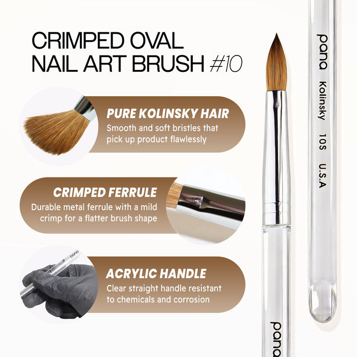 Professional Nail Art Brush - Kolinsky Hair Oval Acrylic Nail Brush Size 10