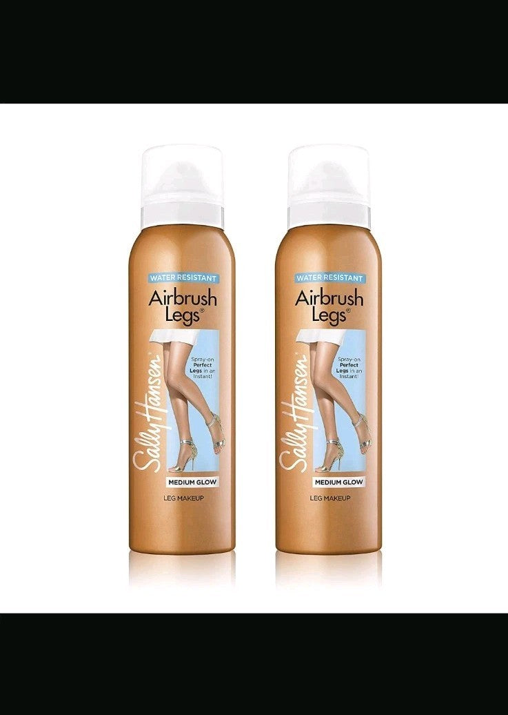 2 Bottles Sally Hansen Airbrush Legs Spray-On Makeup Medium Glow 4.4 oz