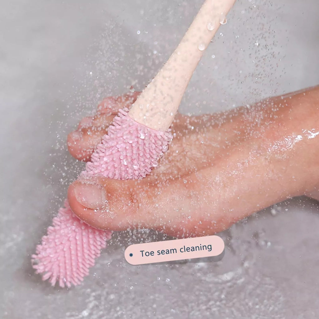Toe Gap Cleaning Brush Set Long Handle Silicone Soft Rubber Deep Cleansing