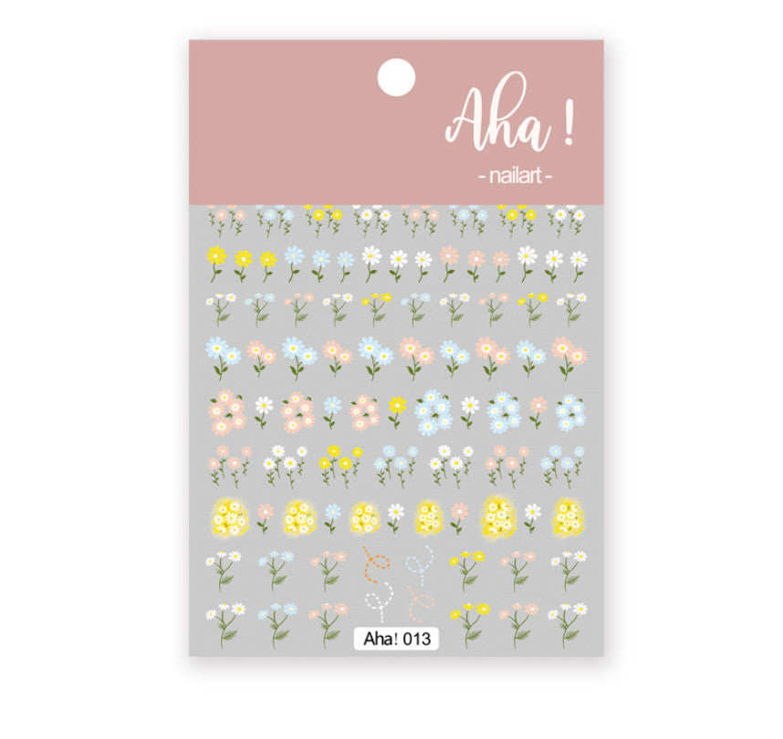 3D Flower Nail Art Stickers Pink Blue Yellow White Decorative Decals