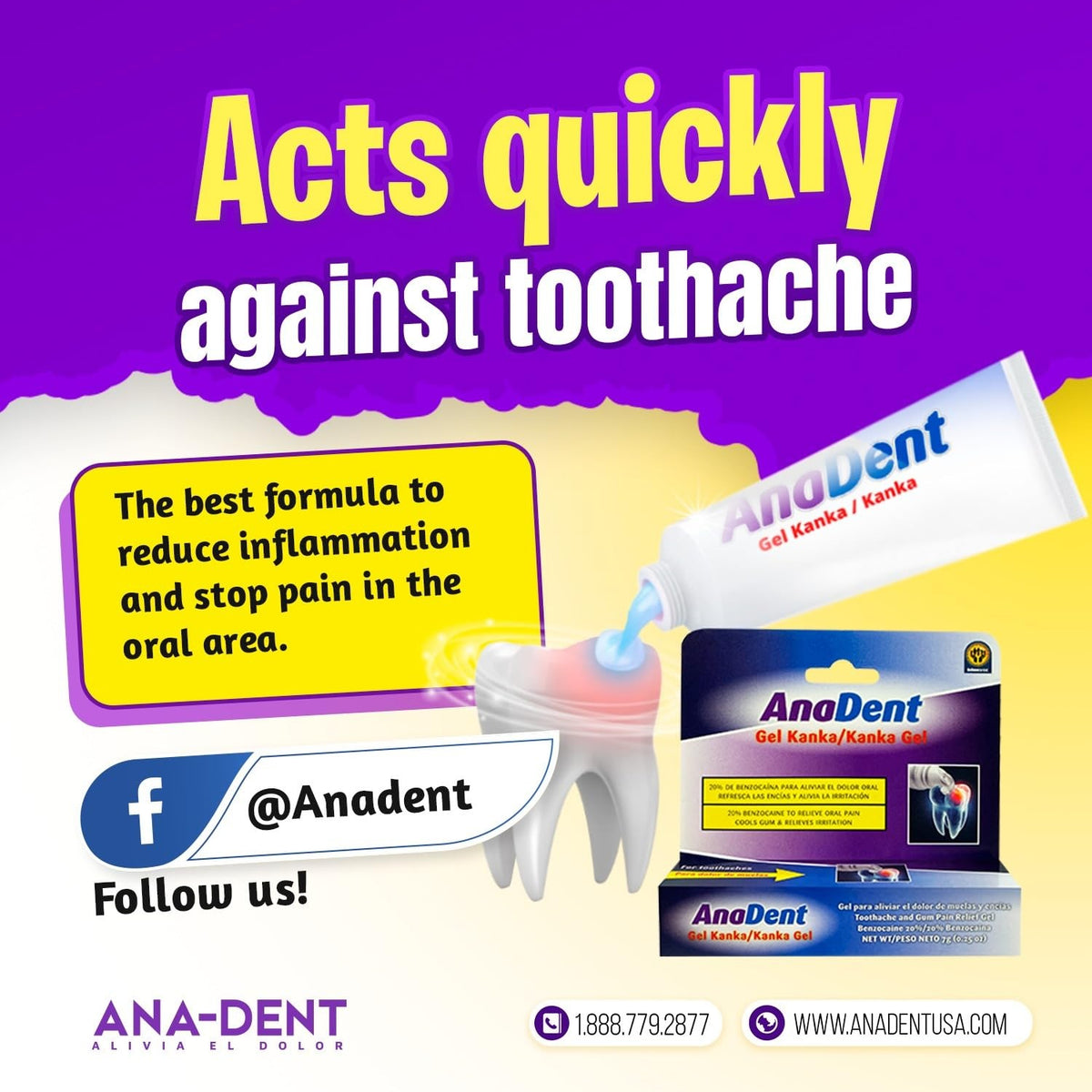 Toothache Gel 20% Benzocaine Oral Pain Relief for Severe Dental Discomfort