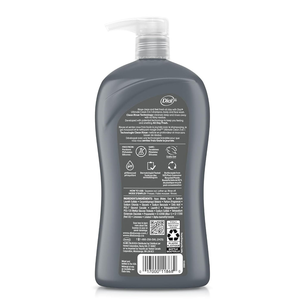 Men's 3-in-1 Body, Hair & Face Wash - 32 Fl Oz, Deep Cleansing & Moisturizing