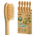 Bamboo Toothbrush Set Soft Bristles Eco-Friendly Biodegradable BPA Free - 2 or 10 Pack