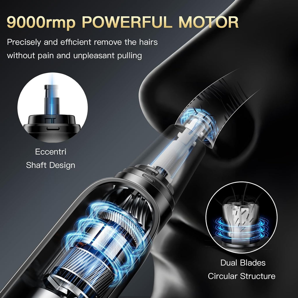 USB Rechargeable Ear Nose Hair Trimmer with LED Display Dual-Edge Blades for Men and Women