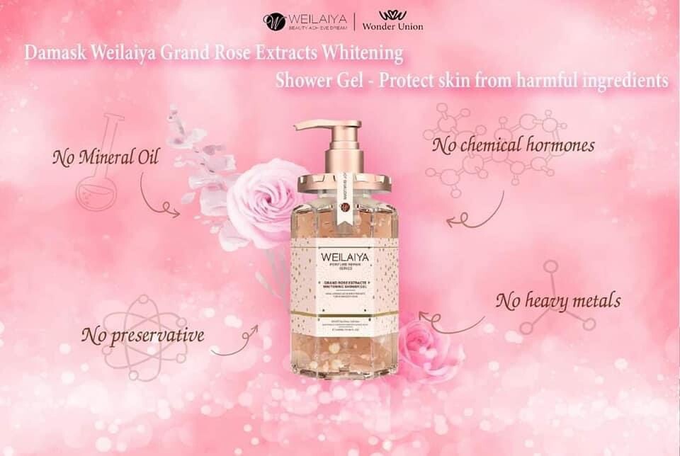 Damask Rose Extract Shower Gel 450mL - Luxurious Whitening & Fragrance