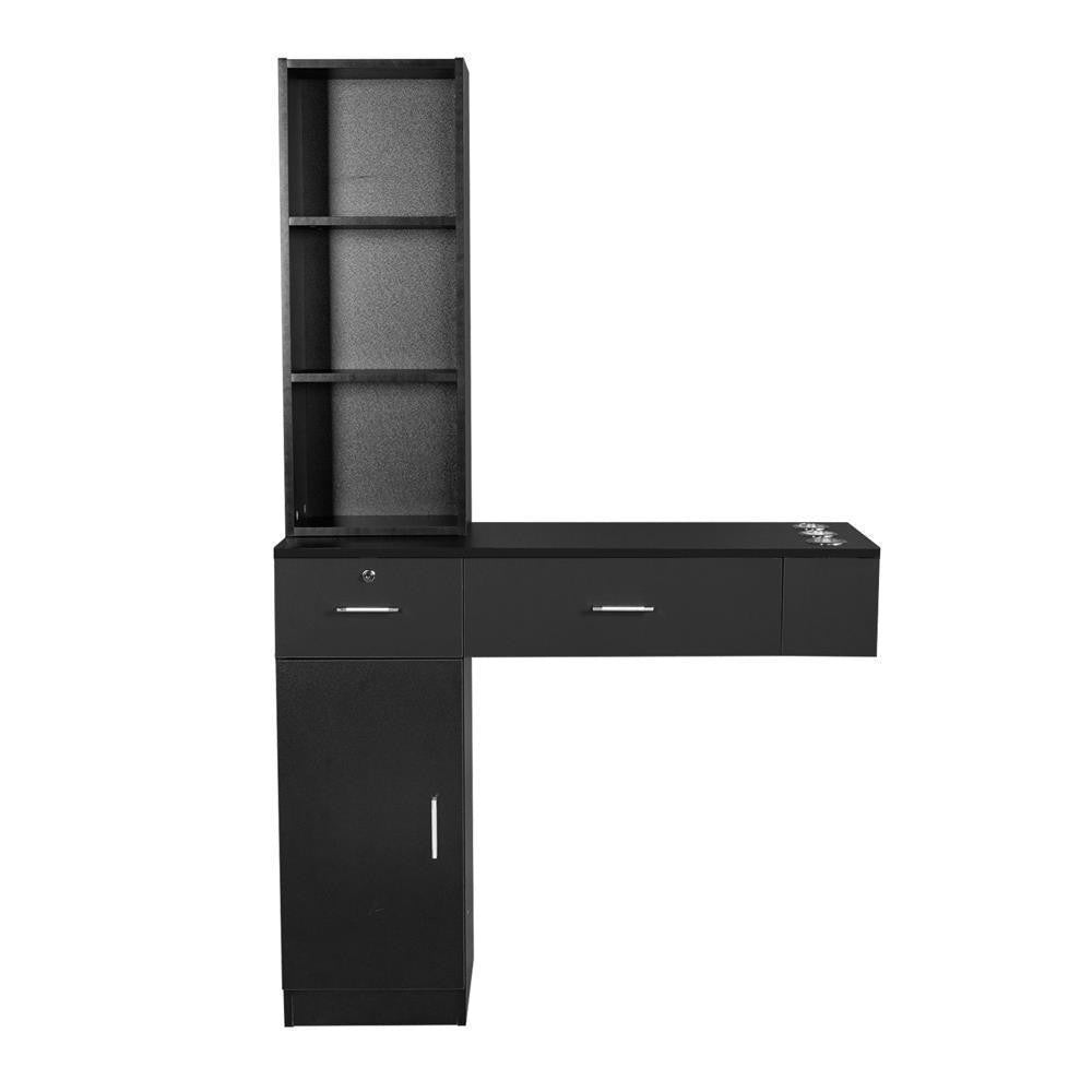 Wall Mount Hair Styling Salon Station with Lockable Drawers and Shelves