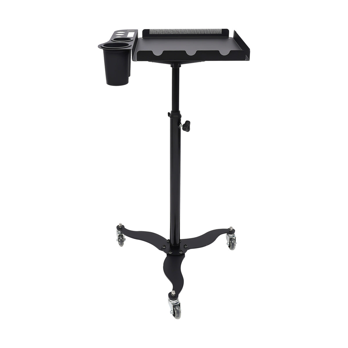 Mobile Salon Hairdressing Cart with 2 Bowls & Rolling Service Tray, Stainless Steel