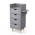 4-Layer Salon Storage Cabinet for Hair Stylist Stations Grey