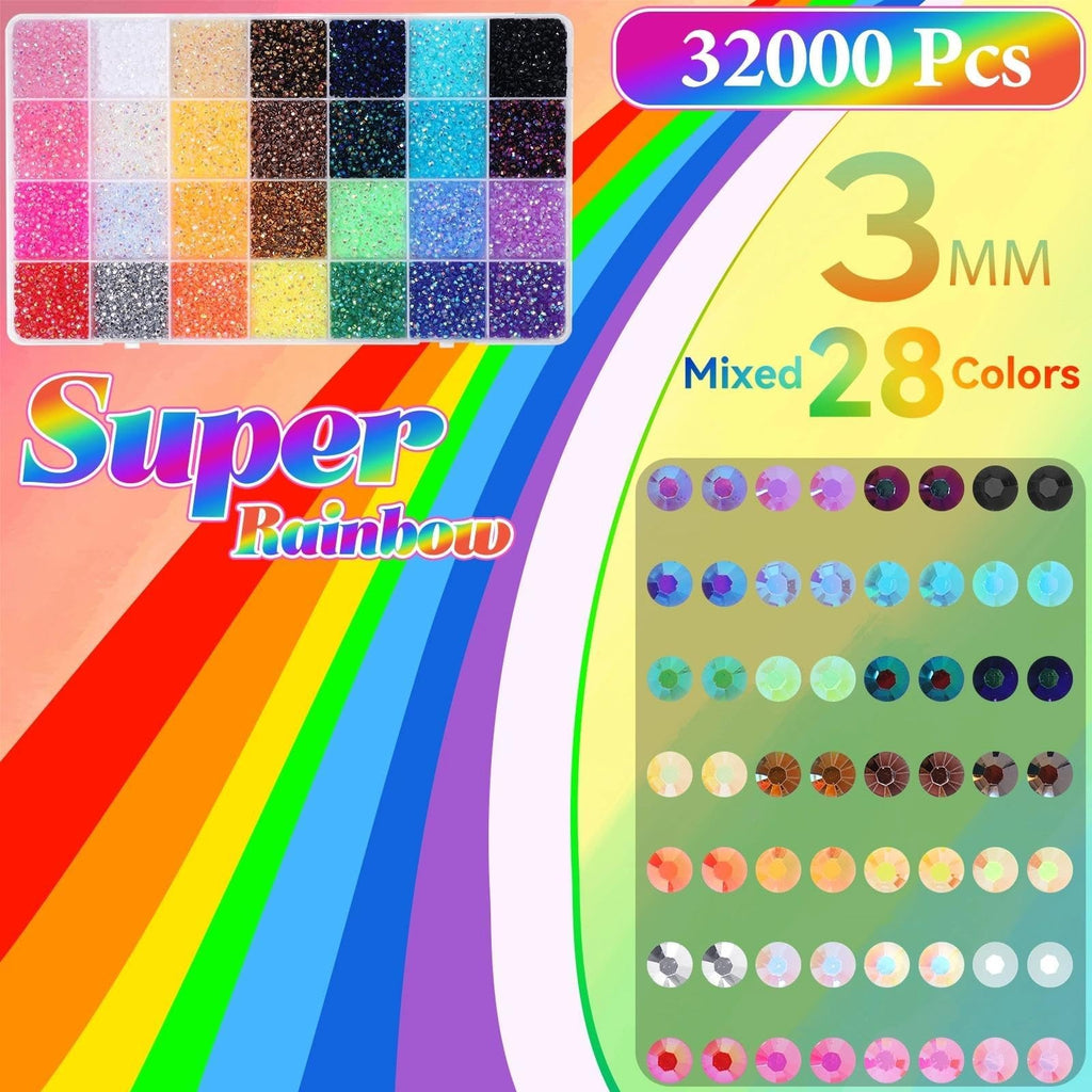 Rhinestone Bedazzling Kit with 32000 Color Gems & Tools for Crafts