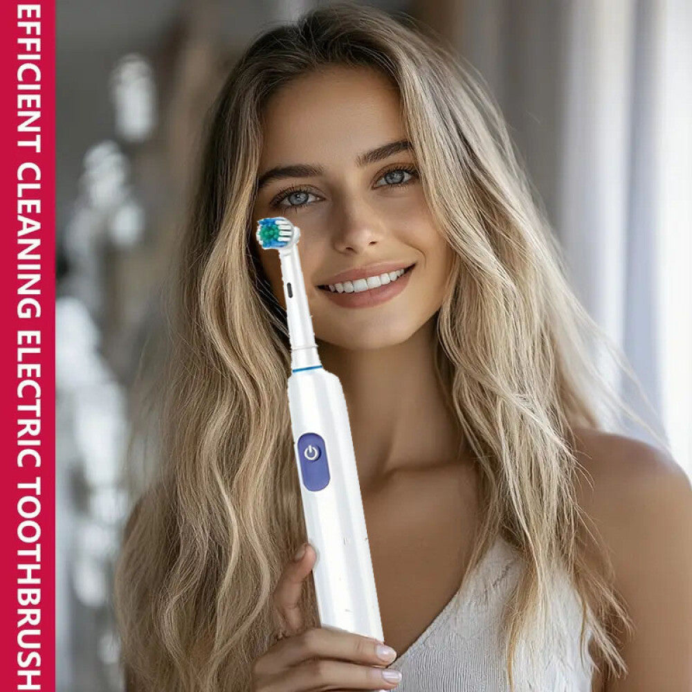 Rechargeable Electric Toothbrush with Rotating Brush Heads for Deep Cleaning Adults