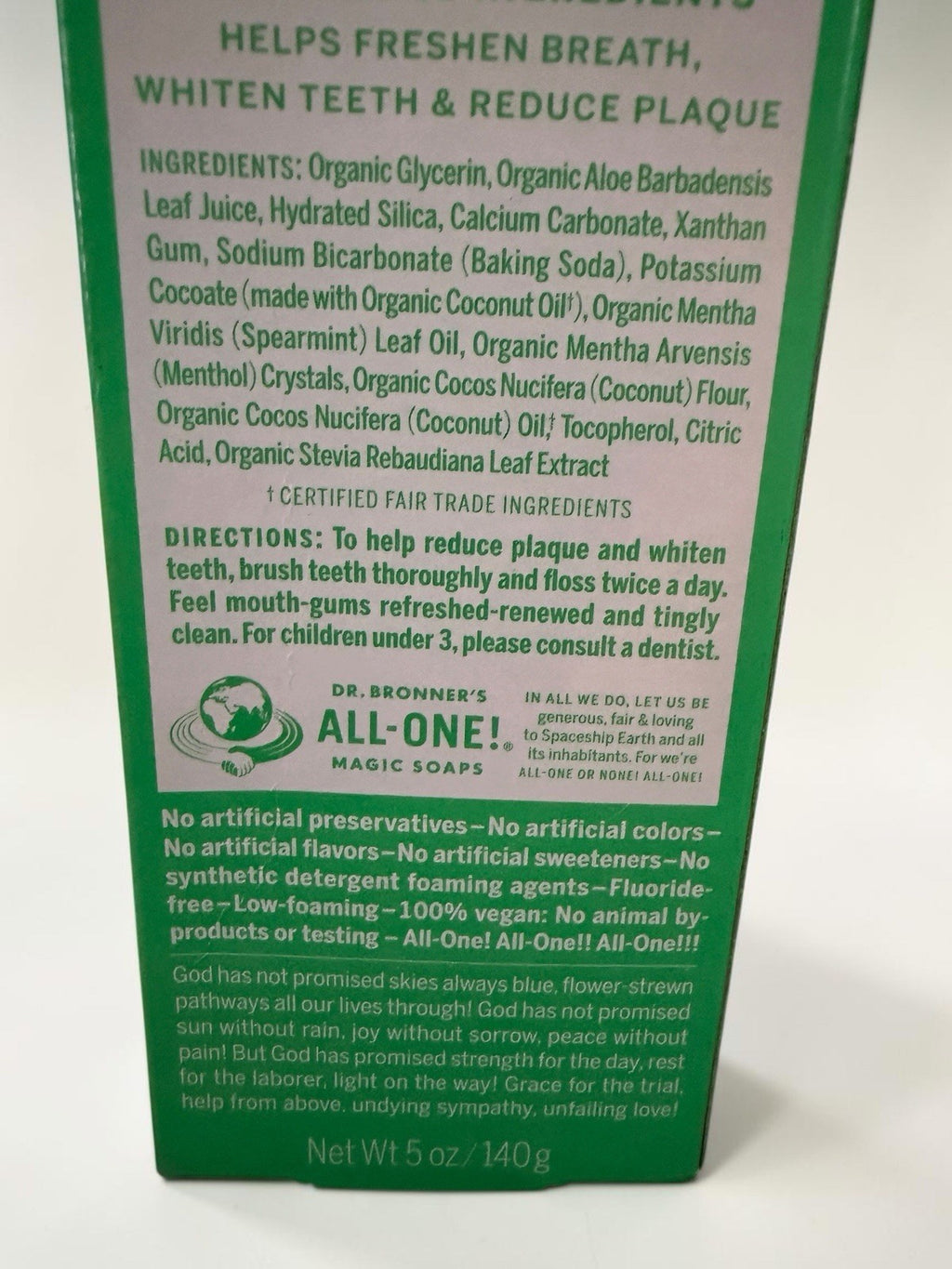 Fluoride-Free Spearmint Toothpaste Set - Whitens Teeth & Freshens Breath, 2-Pack