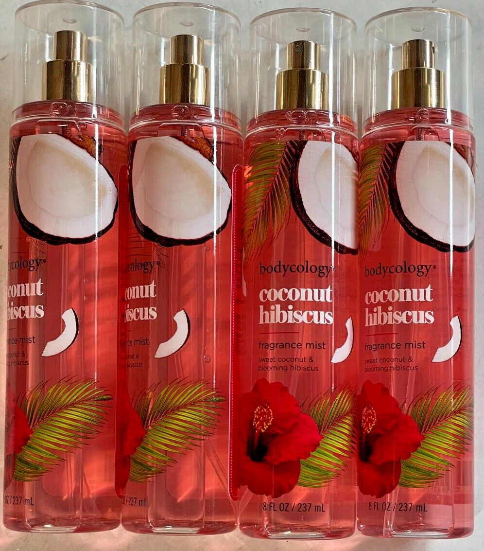 Coconut Hibiscus Body Mist Set - 4 Pack 8 oz Fragrance Sprays
