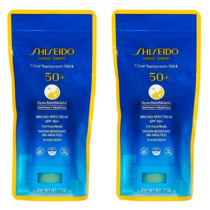 Shiseido Clear UV Stick SPF 50+ WetForce Sunscreen for Face & Body 2 Pack