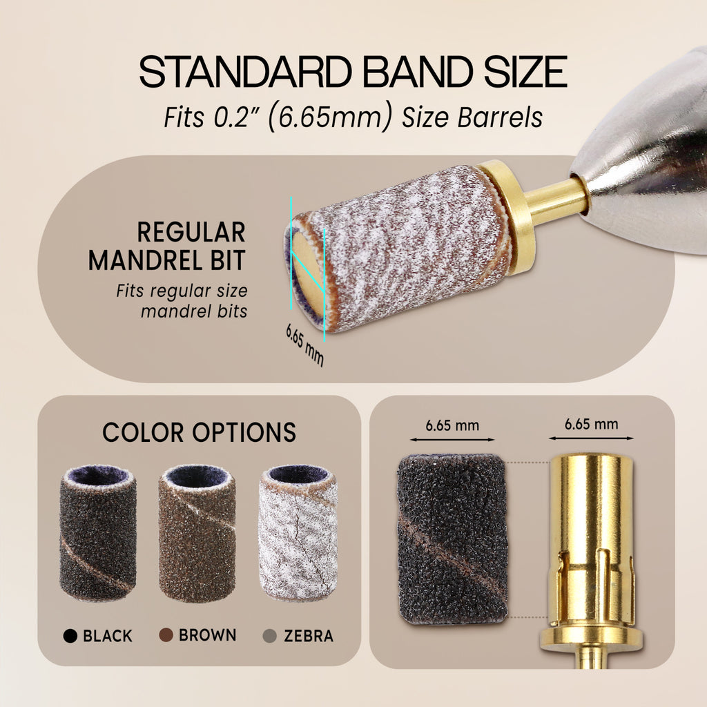 Nail Sanding Bands for Drill Bits 120 Grit Black - 100 Pieces, Manicure & Pedicure