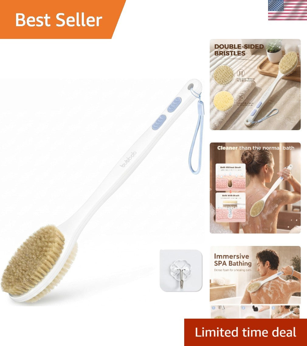 Long Handle Back Scrubber with Dual Bristles Anti-Slip Shower Brush
