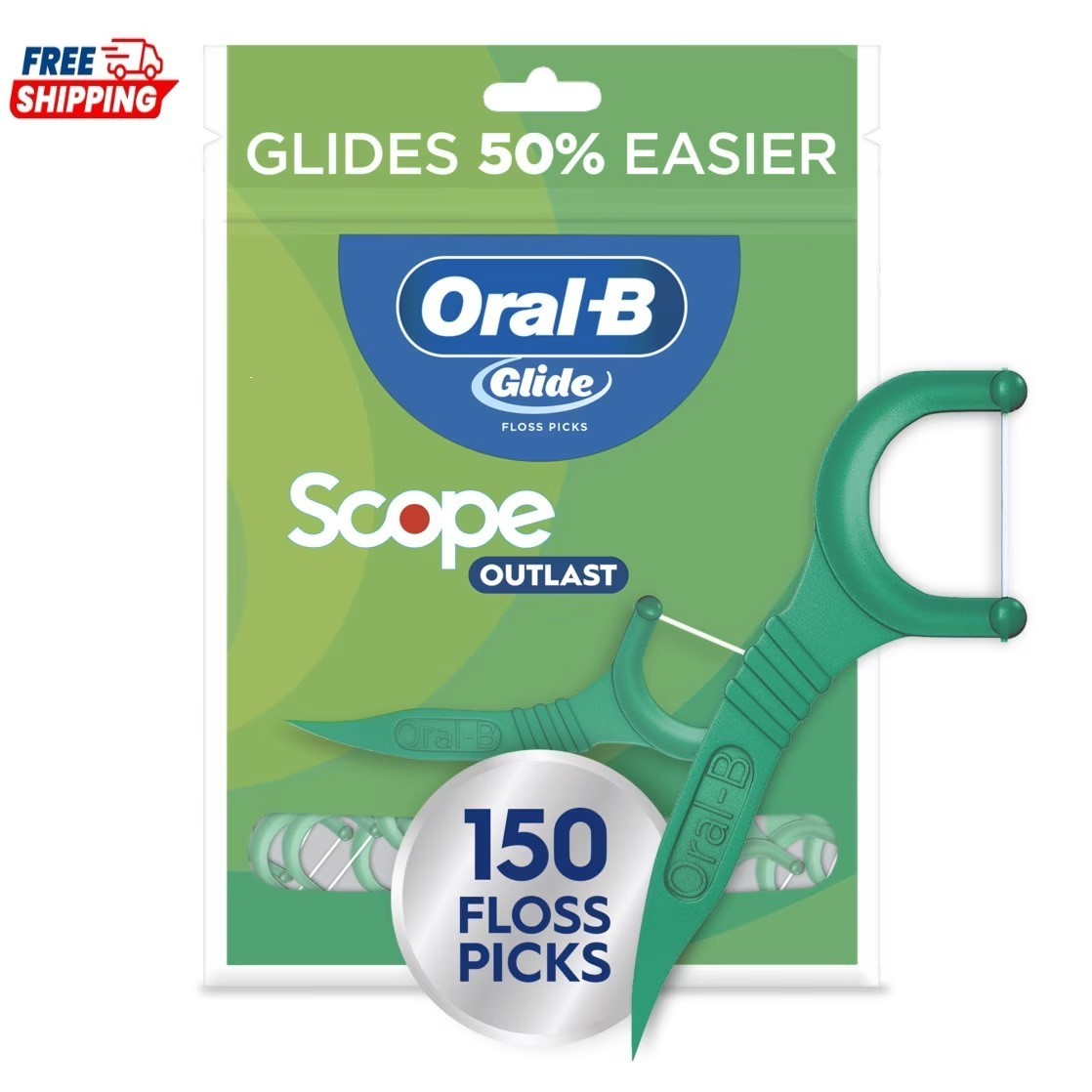 Dental Floss Picks Mint Floss with Scope Outlast Flavor - 150 Count