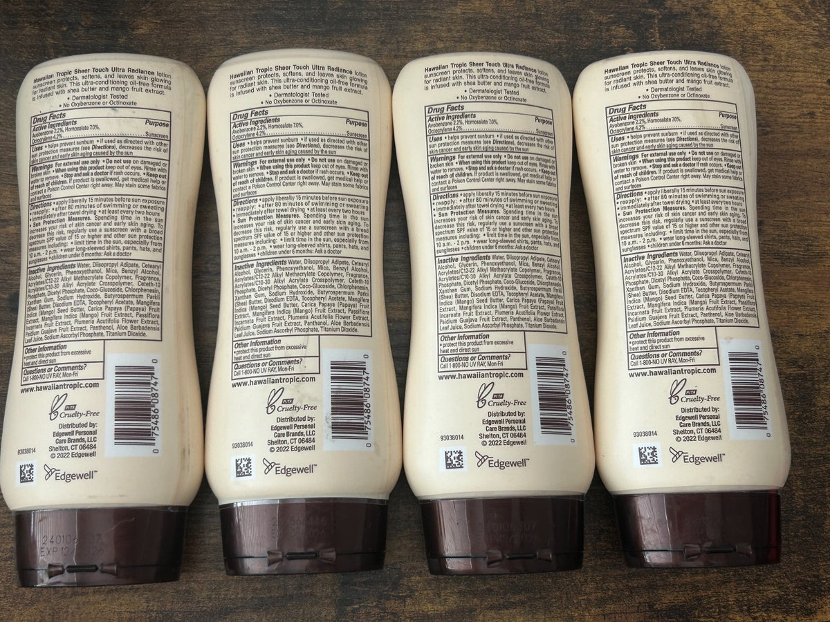 Hawaiian Tropic SPF 30 Sheer Touch Ultra Radiance Sunscreen Lotion 8 Oz 4 Pack