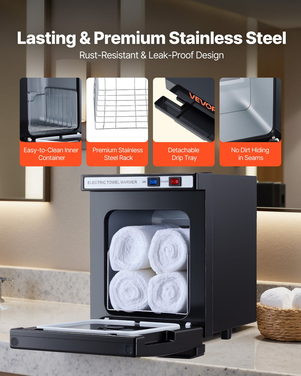 Hot Towel Warmer 1.1 Gallon Small Towel Cabinet for Disinfection & Storage