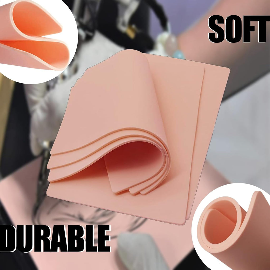 Tattoo Practice Skin 10-Piece 3mm Thick Silicone 8x6in Blank Sheets