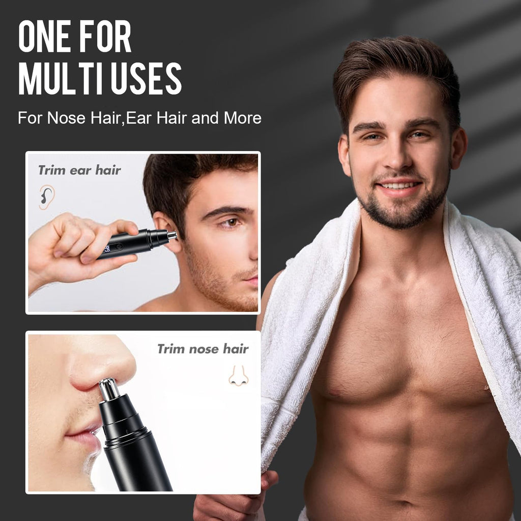 Men's Portable Nose Hair Trimmer - Waterproof, Multi-Function Grooming Device