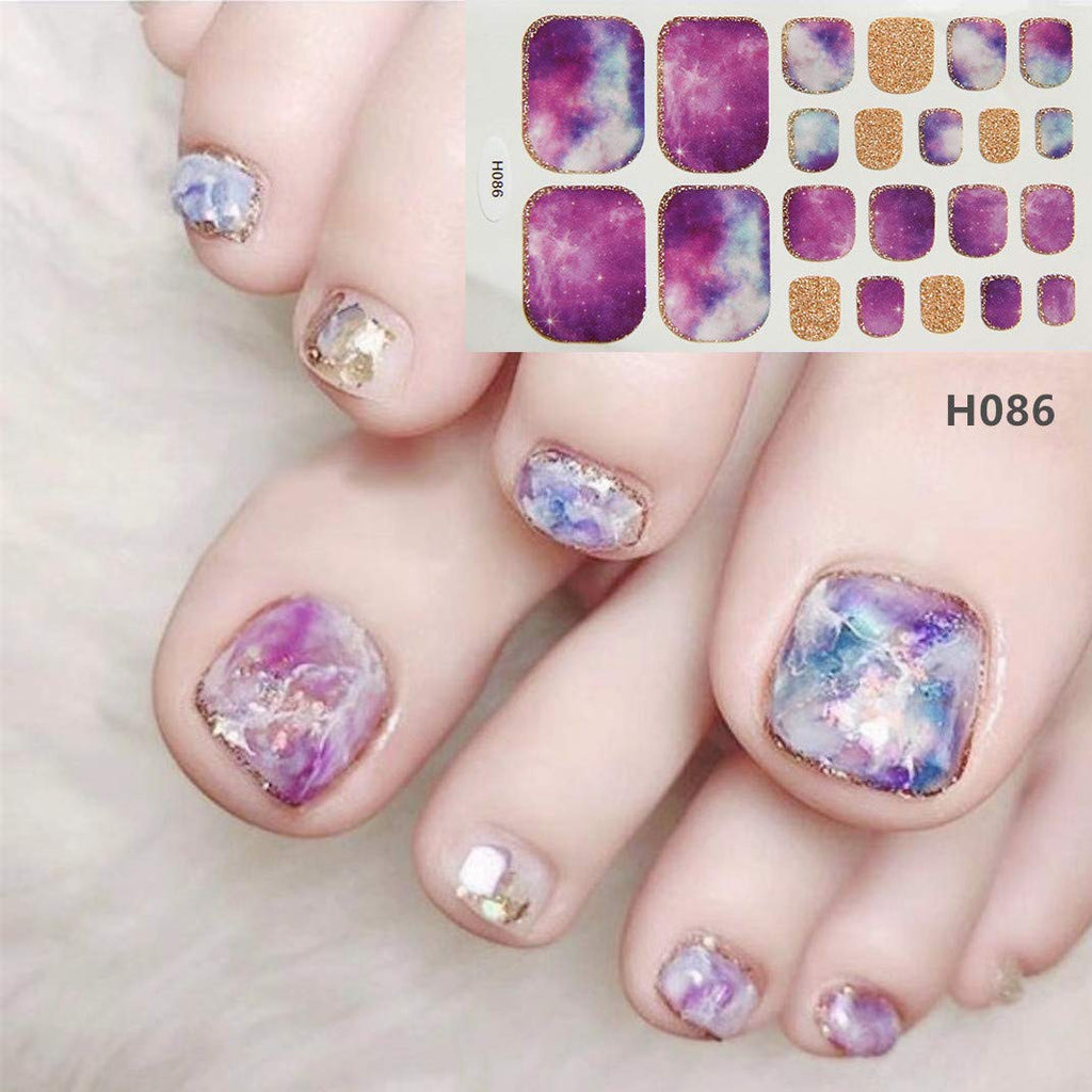 Gradient Toe Nail Polish Strips & Stickers Kit with Nail File - Colorful 20 Sheets