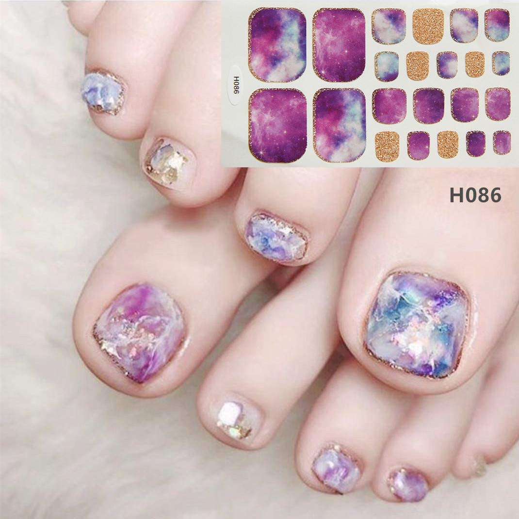 Gradient Toe Nail Polish Strips & Stickers Kit with Nail File - Colorful 20 Sheets