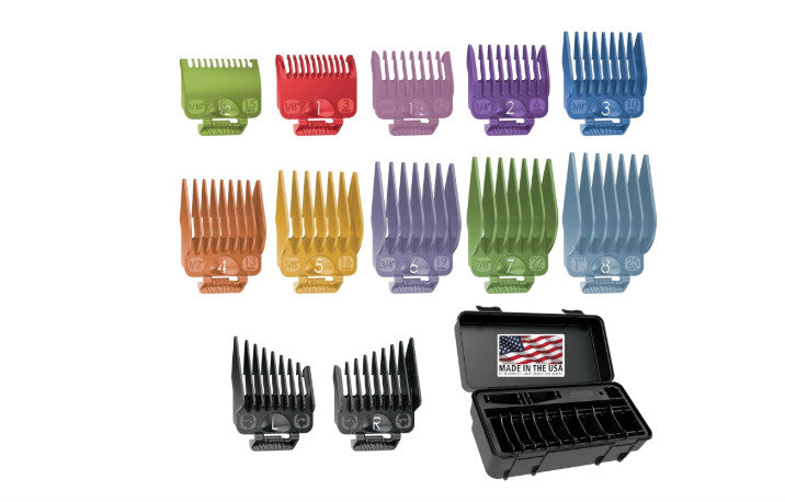 Wahl Clipper Hair Guard Attachment Kit - 14 Piece Color-Coded Guides for Haircutting