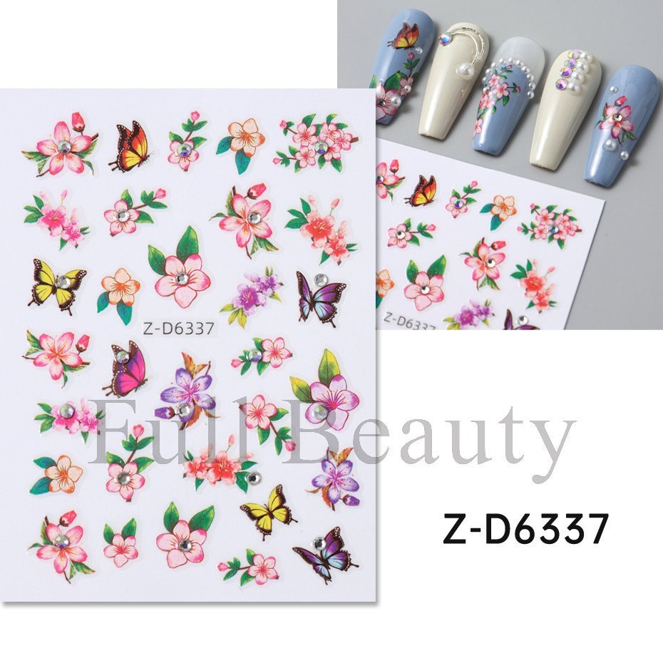 Nail Art Butterfly Sunflower Rhinestone Stickers Self-Adhesive for Nails