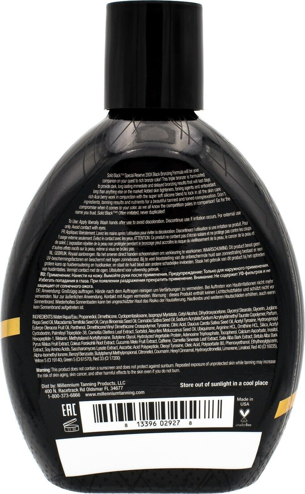 Black Bronzer Tanning Lotion 200X - Long-Lasting Dark Tan Bed & Outdoor