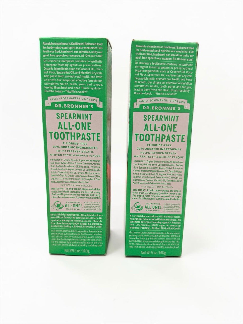 Fluoride-Free Spearmint Toothpaste Set - Whitens Teeth & Freshens Breath, 2-Pack