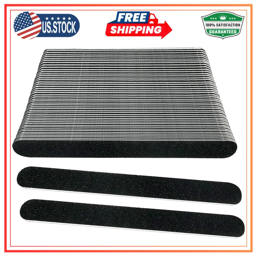 24 Pack Wooden Nail Files 100/180 Grit Dual-Sided Manicure Tools - Black