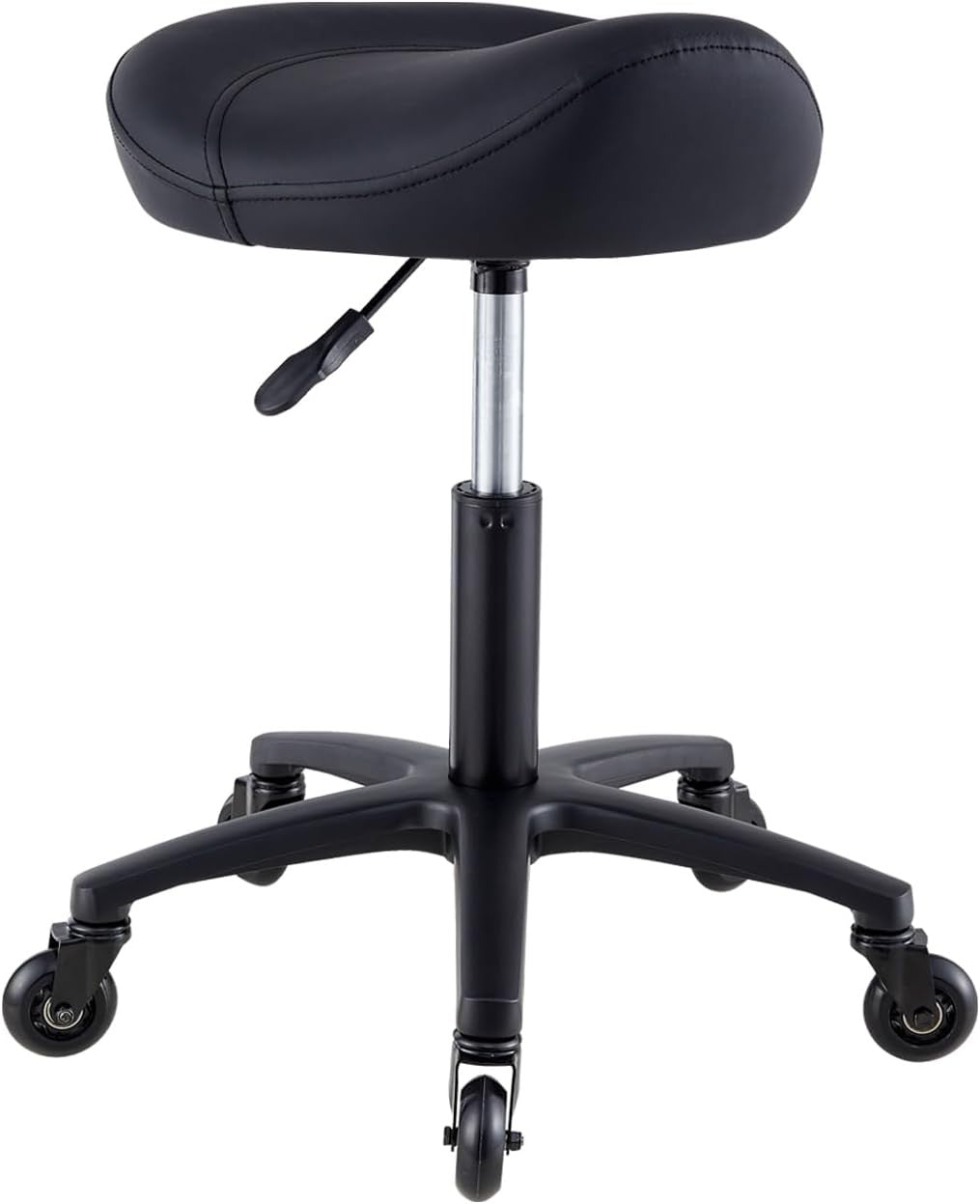 Black Hydraulic Salon Saddle Stool with 360° Swivel for Hair & Tattoo Chairs
